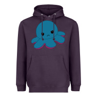 Plum angry blue moody reversible octopus Heavyweight Hoodie - lanVoArt