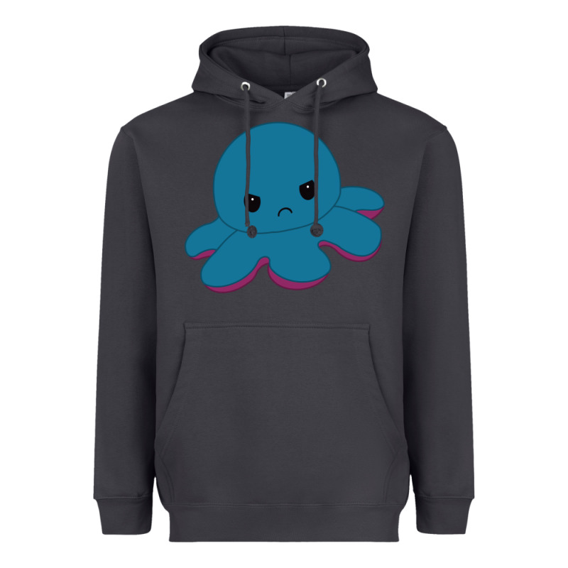Angry Blue Moody Reversible Octopus Heavyweight Hoodie by lanVoArt | Teevron