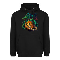 Black dragon and a d20 Heavyweight Hoodie - lanVoArt