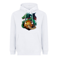 White dragon and a d20 Heavyweight Hoodie - lanVoArt