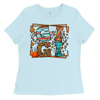 Baby Blue Fall Autumn Leopard Gigi Ladies Tee - LillyAllenDesigns