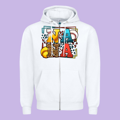 Baseball And Softball Nana Zipper Hoodie Designed By Lillyallendesigns