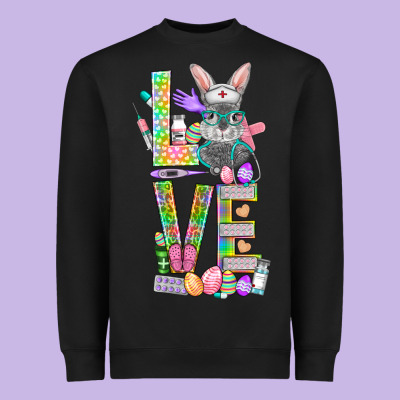 Love Easter Nurse Heavyweight Sweatshirt Designed By Bundleandbundleshop