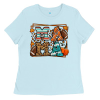 Baby Blue Fall American Football Autumn Mama Ladies Tee - LillyAllenDesigns