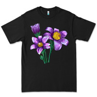 Black Pasque Flower Illustrations Premium Tee - LillyAllenDesigns