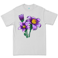 Dove Grey Pasque Flower Illustrations Premium Tee - LillyAllenDesigns