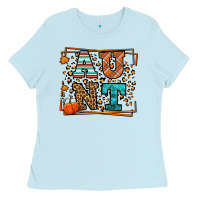 Baby Blue Fall Autumn Leopard Aunt Ladies Tee - LillyAllenDesigns