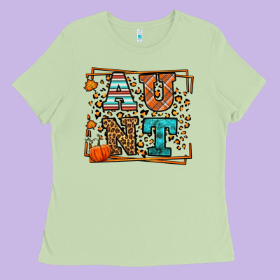 Fall Autumn Leopard Aunt Ladies Tee Designed By Lillyallendesigns