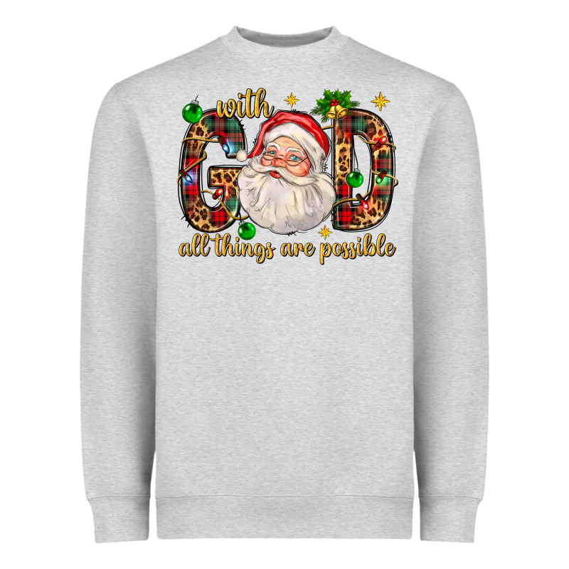 With God All Things Are Possible With Santa Claus Bbs Heavyweight Sweatshirt by BundleAndBundleShop | Teevron