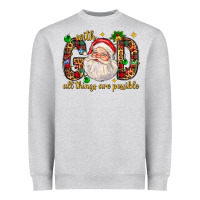 Heather Grey with god all things are possible with santa claus bbs Heavyweight Sweatshirt - BundleAndBundleShop