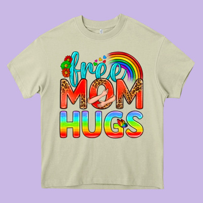Pride Lgbtq Free Mom Hugs Heavy Core Tee Designed By Bundleandbundleshop