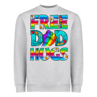 Heather Grey Pride LGBTQ Free Dad Hugs Heavyweight Sweatshirt - BundleAndBundleShop