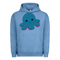 Pigment Pebble Blue angry blue moody reversible octopus Urban Hoodie - lanVoArt