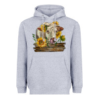 Charolais Cow With Sunflowers Heavyweight Hoodie | Teevron