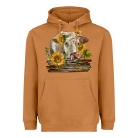 Meerkat charolais cow with sunflowers Heavyweight Hoodie - LillyAllenDesigns