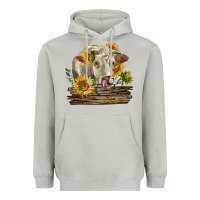 Moon Dust charolais cow with sunflowers Heavyweight Hoodie - LillyAllenDesigns