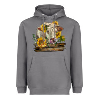 Storm charolais cow with sunflowers Heavyweight Hoodie - LillyAllenDesigns