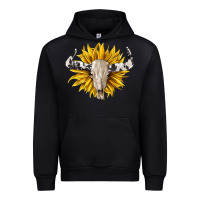 Black cowhide bull skull and sunflower Urban Hoodie - BarkalooDesign