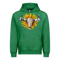 Emerald cowhide bull skull and sunflower Urban Hoodie - BarkalooDesign
