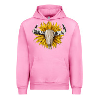 Fuchsia Pink cowhide bull skull and sunflower Urban Hoodie - BarkalooDesign
