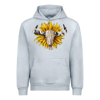 Heather Grey cowhide bull skull and sunflower Urban Hoodie - BarkalooDesign