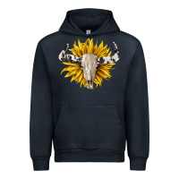 Navy cowhide bull skull and sunflower Urban Hoodie - BarkalooDesign