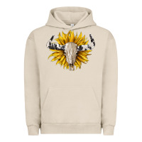 Pigment French Oak cowhide bull skull and sunflower Urban Hoodie - BarkalooDesign