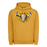 Pigment Peanut Butter cowhide bull skull and sunflower Urban Hoodie - BarkalooDesign
