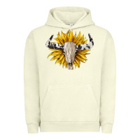 Pigment Pistachio cowhide bull skull and sunflower Urban Hoodie - BarkalooDesign