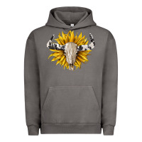 Cowhide Bull Skull And Sunflower Urban Hoodie | Teevron