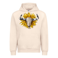 Sandshell cowhide bull skull and sunflower Urban Hoodie - BarkalooDesign