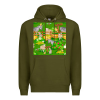 Army Green farm life seamless pattern Premium Hoodie - FaDigitalArtStudio