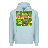 Blue Mist farm life seamless pattern Premium Hoodie - FaDigitalArtStudio