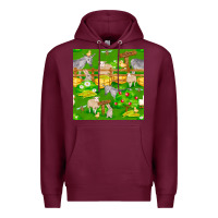 Burgundy farm life seamless pattern Premium Hoodie - FaDigitalArtStudio