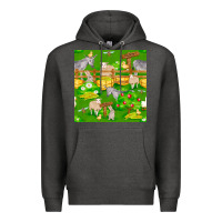 Charcoal Heather farm life seamless pattern Premium Hoodie - FaDigitalArtStudio