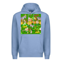 Colony Blue farm life seamless pattern Premium Hoodie - FaDigitalArtStudio