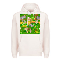 Pale Pink farm life seamless pattern Premium Hoodie - FaDigitalArtStudio