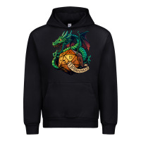 Black dragon and a d20 Urban Hoodie - lanVoArt