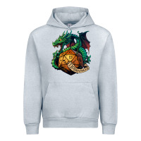 Heather Grey dragon and a d20 Urban Hoodie - lanVoArt