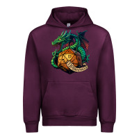 Mauve Wine dragon and a d20 Urban Hoodie - lanVoArt