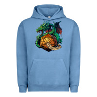 Pigment Pebble Blue dragon and a d20 Urban Hoodie - lanVoArt