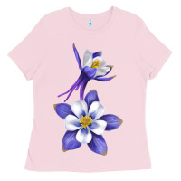 Bubblegum Pink Colorado Rocky Mountain Columbine Flower Ladies Tee - RanaPortraitStore