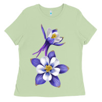 Matcha Colorado Rocky Mountain Columbine Flower Ladies Tee - RanaPortraitStore