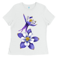 White Colorado Rocky Mountain Columbine Flower Ladies Tee - RanaPortraitStore