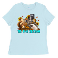 Baby Blue Fall Tis The Season Animals Ladies Tee - LillyAllenDesigns