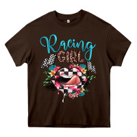 Chocolate Brown racing girl Heavy Core Tee - JahusDesignShop
