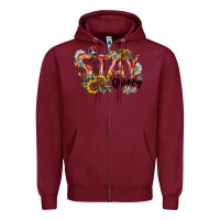 Burgundy Stay Groovy Zipper Hoodie - CowhideDigitalArt