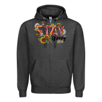Charcoal Heather Stay Groovy Zipper Hoodie - CowhideDigitalArt