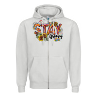 Dove Grey Stay Groovy Zipper Hoodie - CowhideDigitalArt