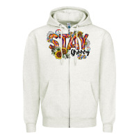 Oatmeal Heather Stay Groovy Zipper Hoodie - CowhideDigitalArt